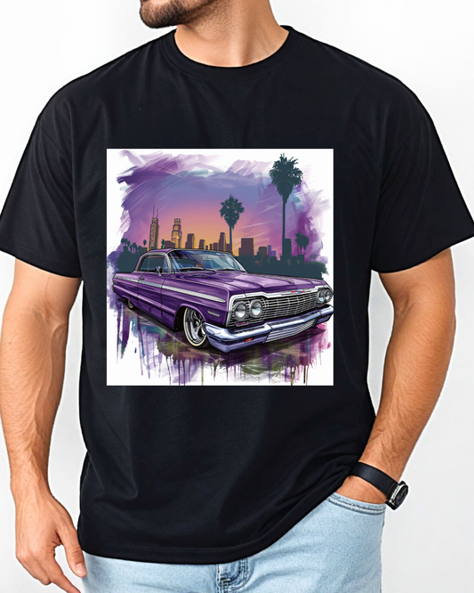 Purple Chevrolet Impala Lowrider Men's Heavy Weight Cotton T-Shirt