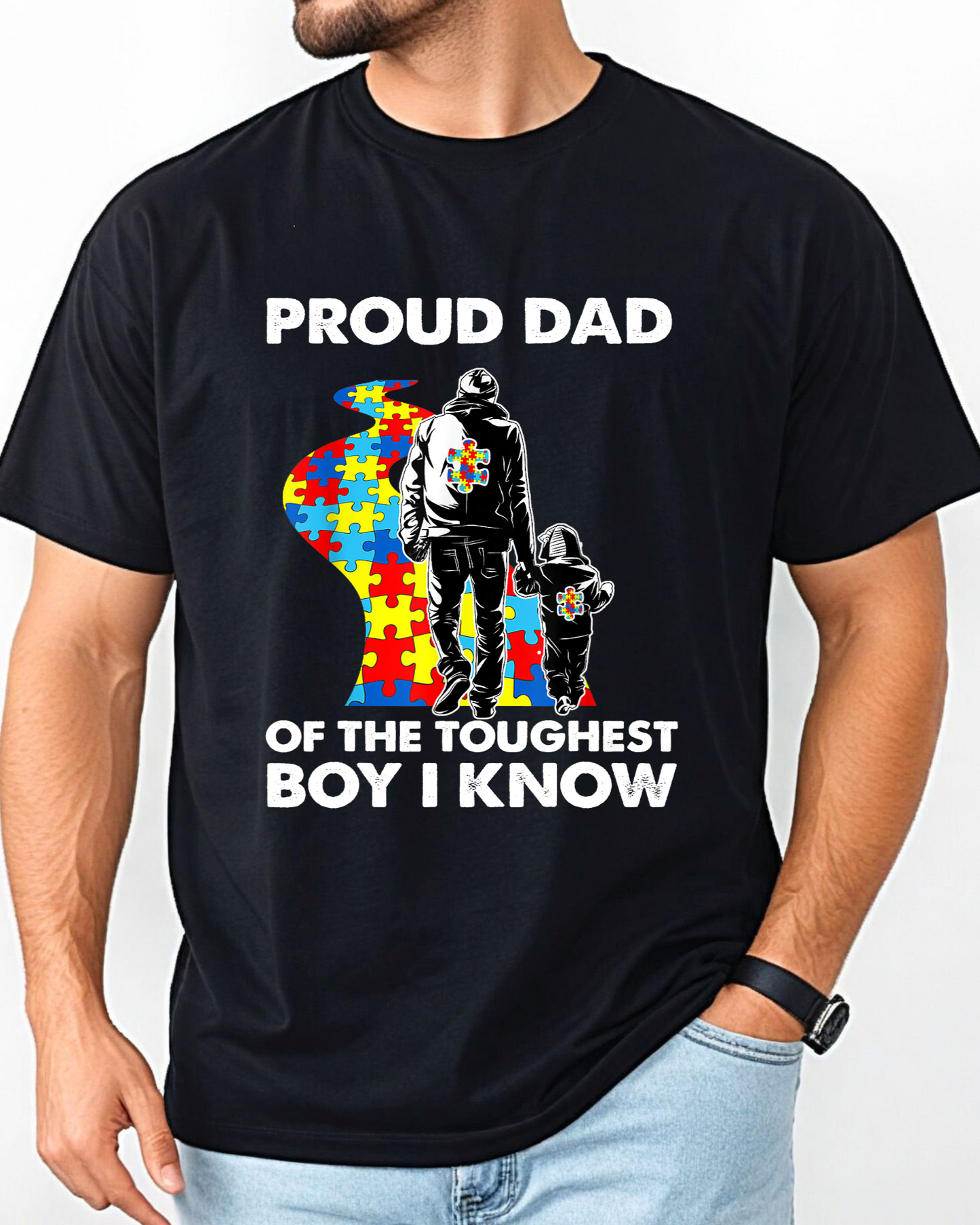Austism Proud Dad Men's Heavy Weight Cotton T-Shirt