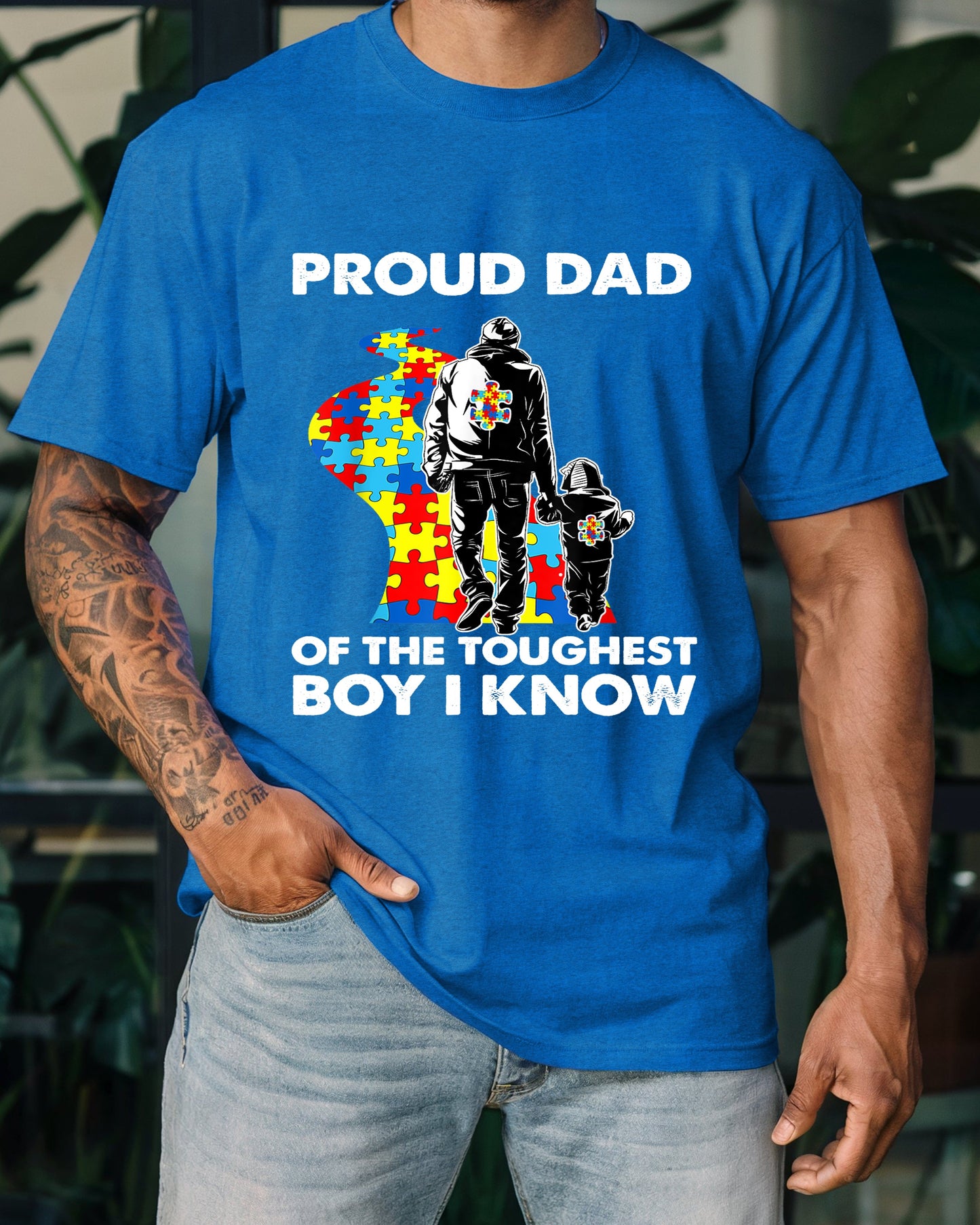 Austism Proud Dad Men's Heavy Weight Cotton T-Shirt