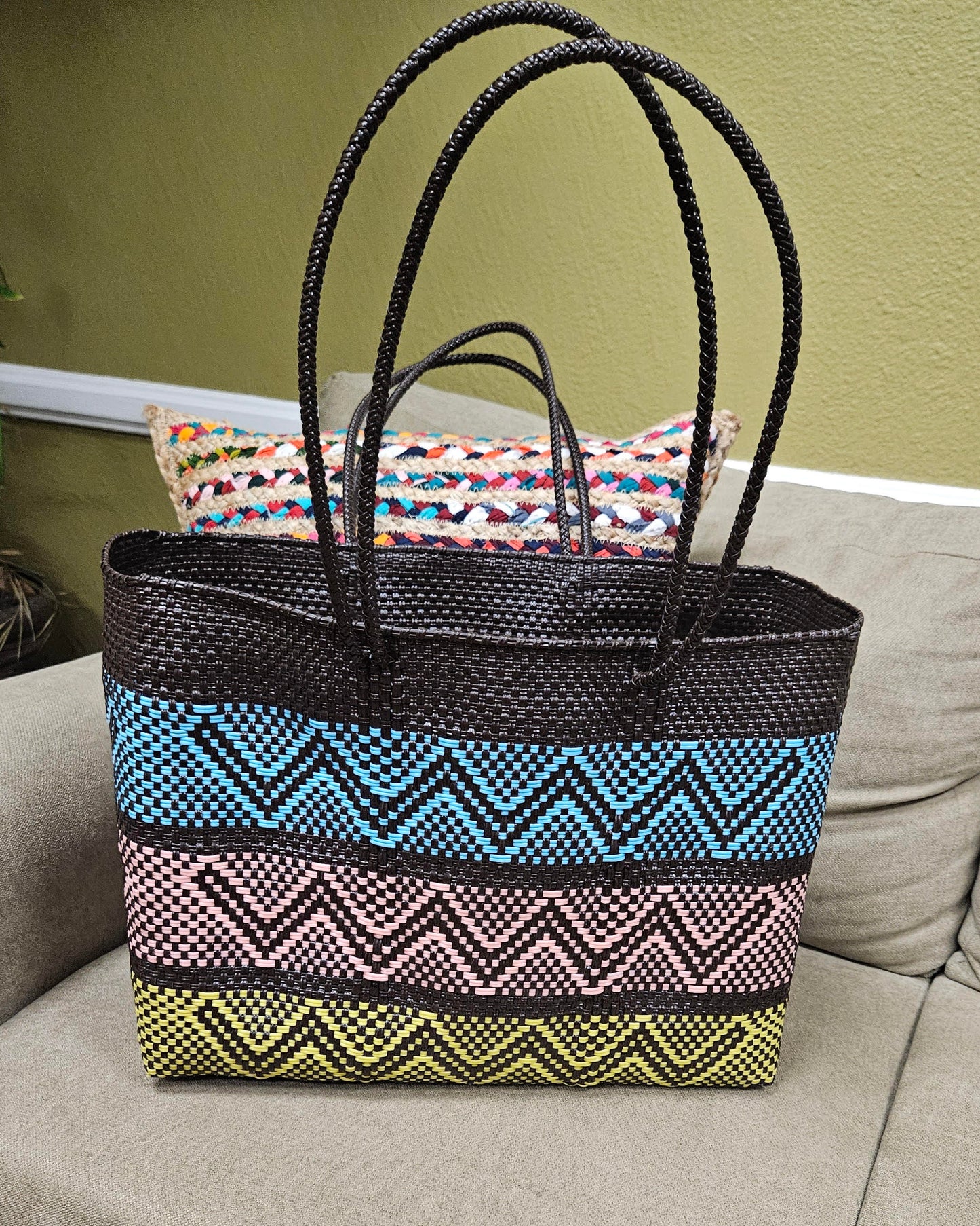 Multi Color Extra Large Mexican Handwoven Tote Bag #1