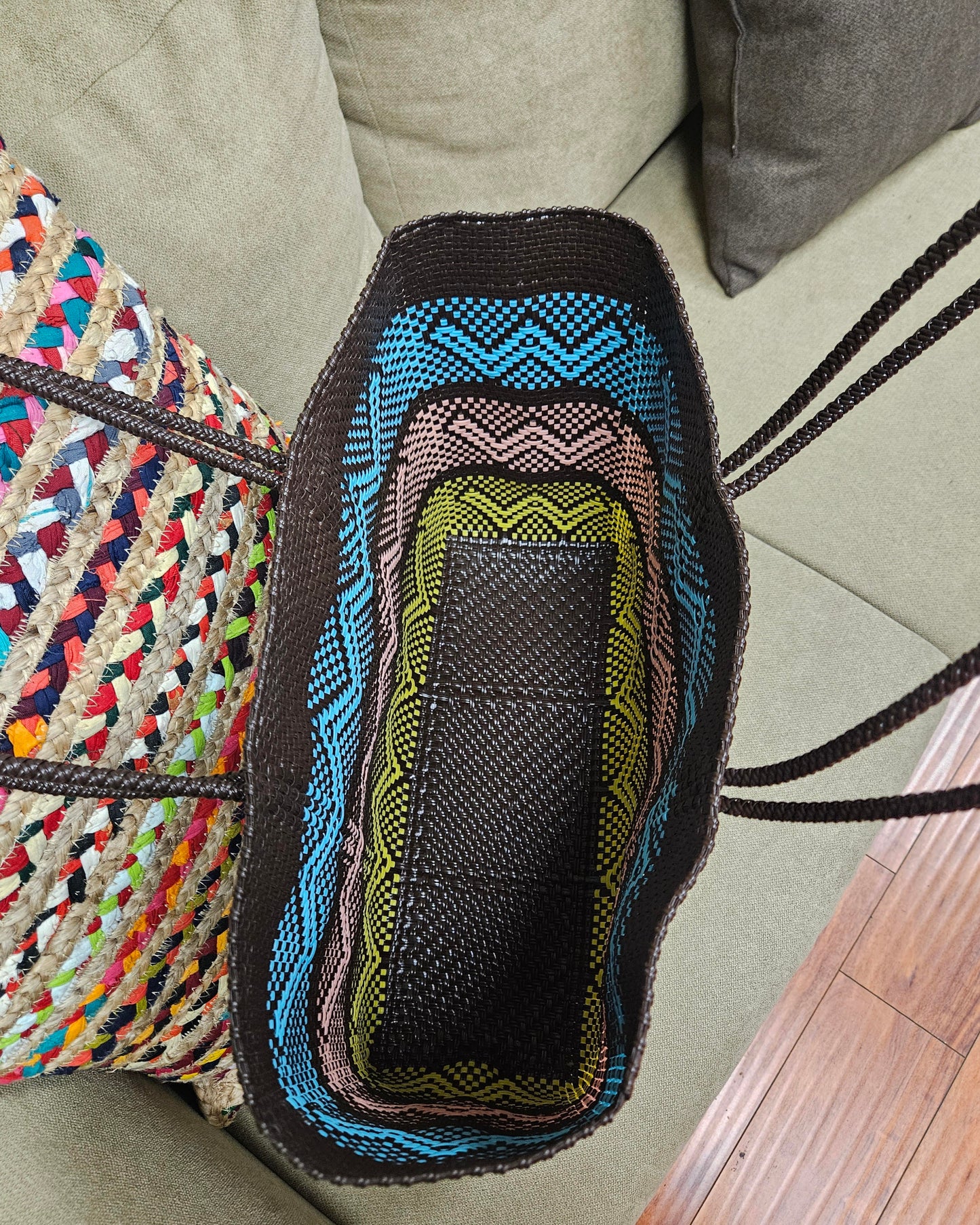 Multi Color Extra Large Mexican Handwoven Tote Bag #1