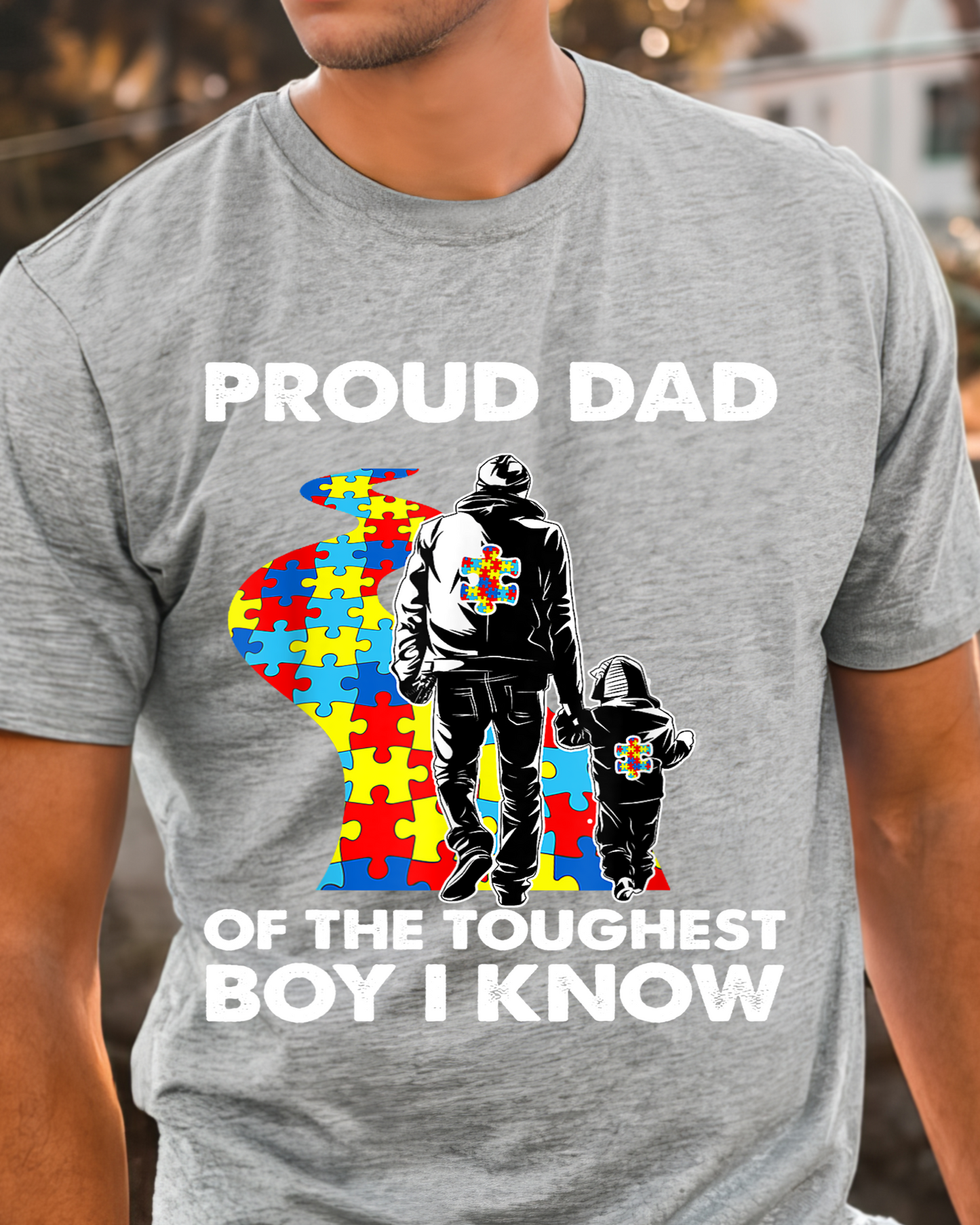 Austism Proud Dad Men's Heavy Weight Cotton T-Shirt