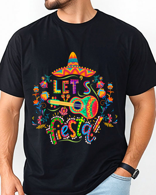 Let's Fiesta Men's Heavy Weight Cotton T-Shirt